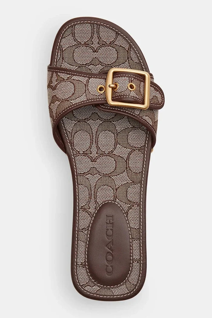 Coach Zapatillas de tacón bajo de piel Margot Signature Jacquard para mujer