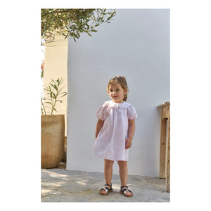 Tartine et Chocolat - Vestido bordado de rayas con cuello Claudine | Rosa empolvado