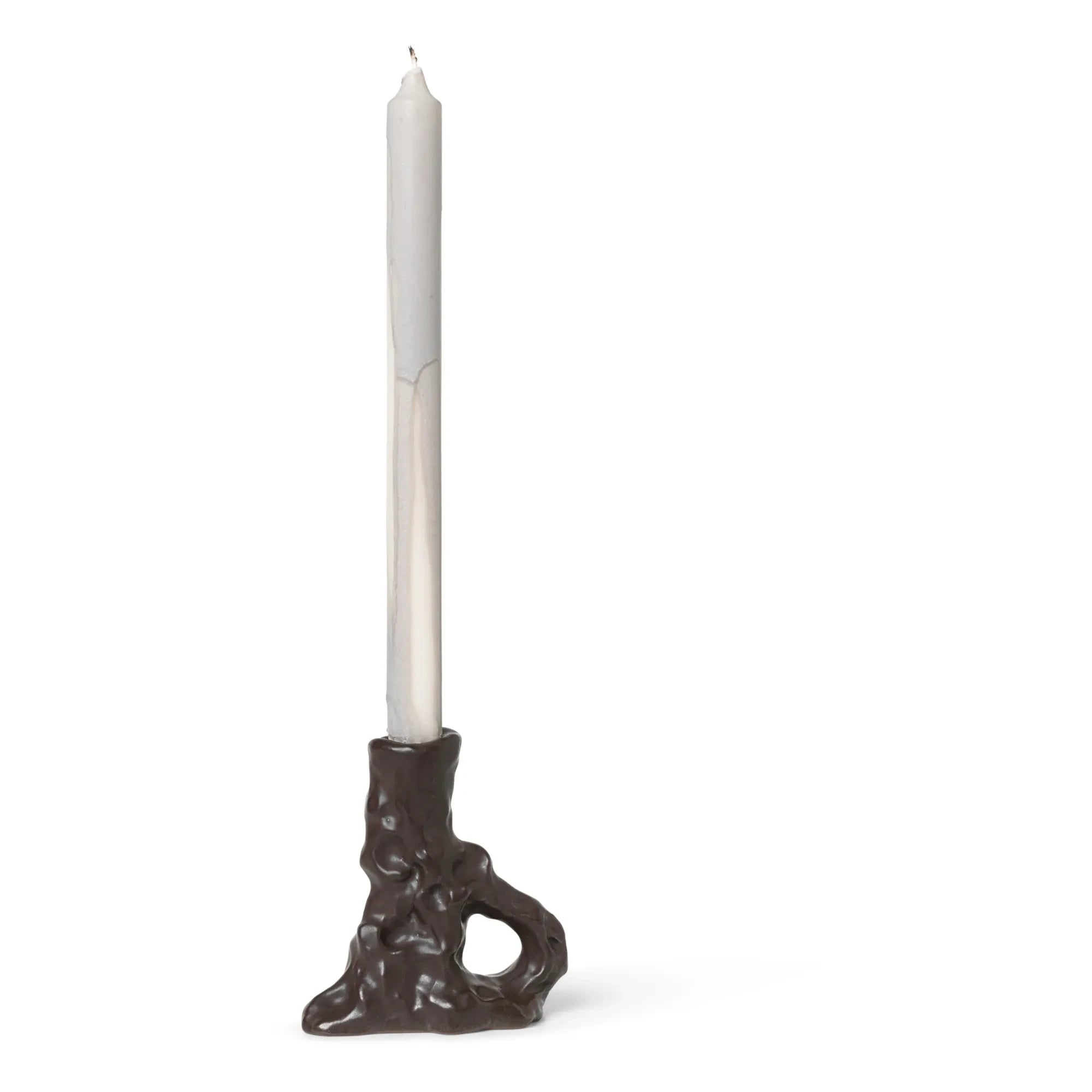 Ferm Living - Dito Stoneware Tekli Mumluk | Kahverengi