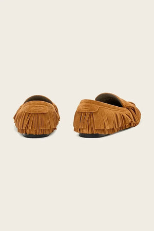 AllSaints mocasines de ante con flecos Sandy Fringe para mujer