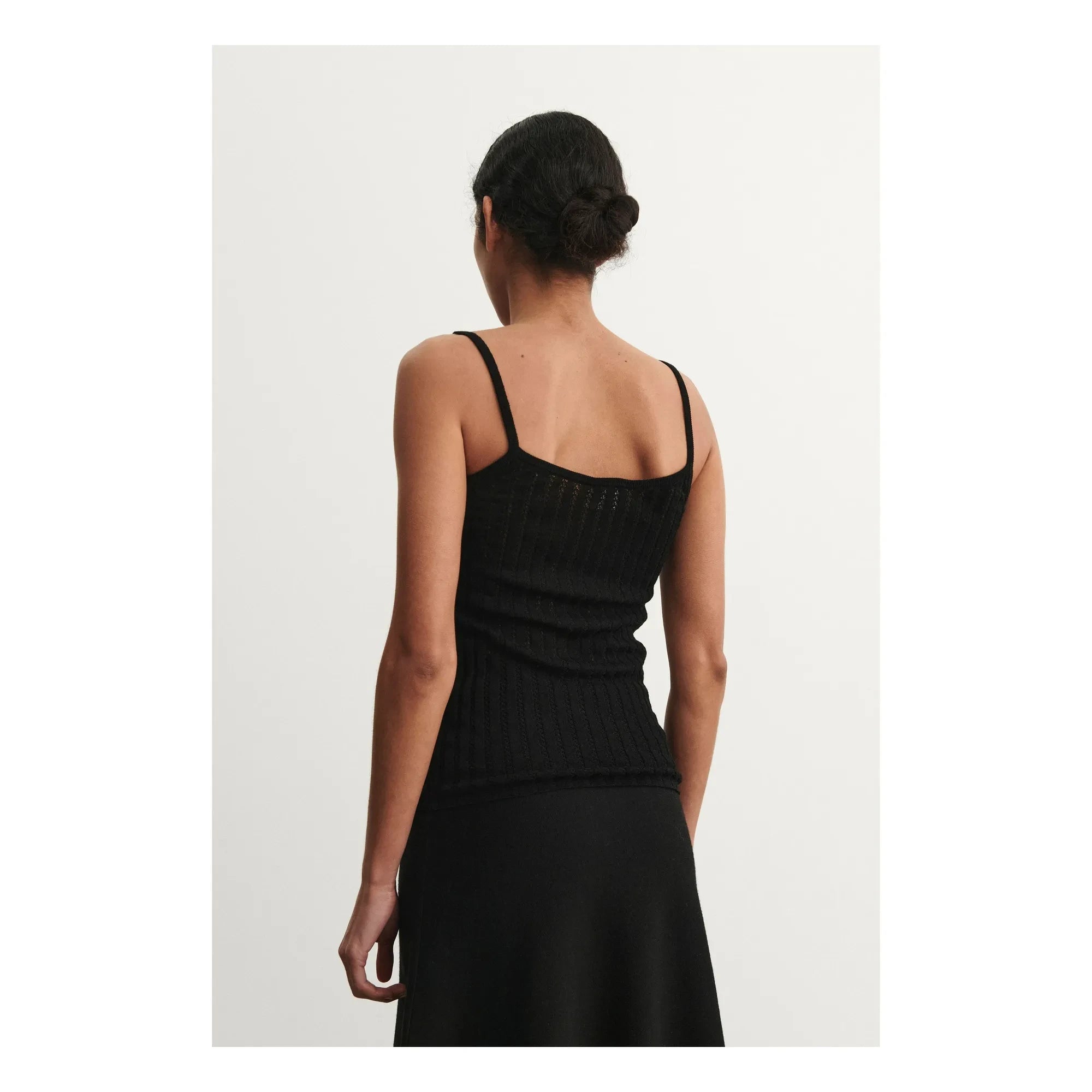 FUB - Camiseta de tirantes de lana merina - Colección mujer | Negro