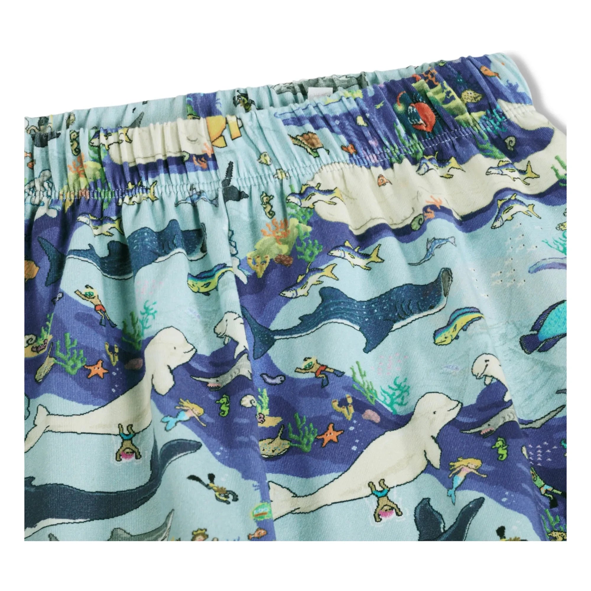 Molo - Ballenas Bale Pyjama Short de Algodón Orgánico | Azul