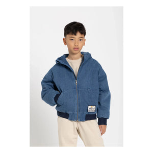 Hundred Pieces - Chaqueta con capucha de denim mate | Azul denim