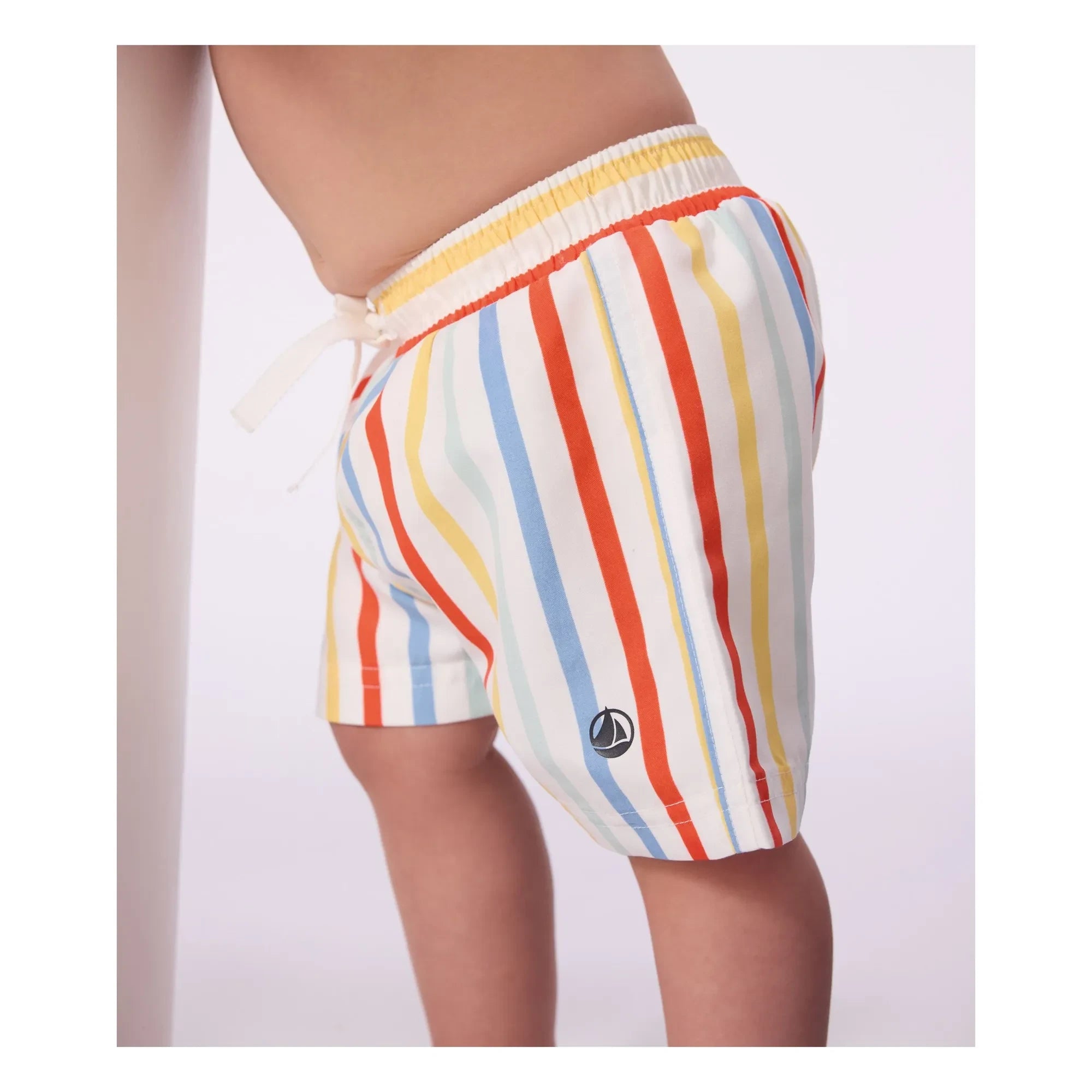 Petit Bateau - Bañador de bebé de rayas de fibras recicladas | Blanco
