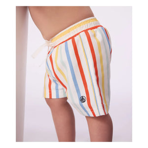 Petit Bateau - Bañador de bebé de rayas de fibras recicladas | Blanco