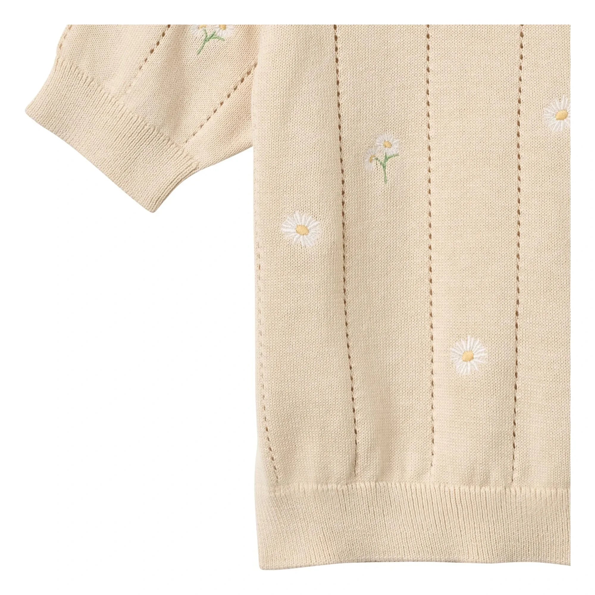 Wheat - Malvina Jersey de Manga Corta de Algodón Orgánico con Estampado Floral | Crudo