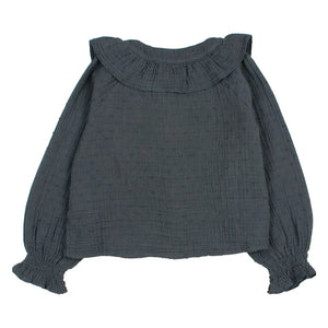 Búho - Blusa de algodón orgánico Plumeti | Gris Oscuro