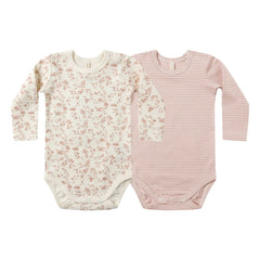 Quincy Mae - Set de 2 bodys de algodón orgánico con flores | Rosa