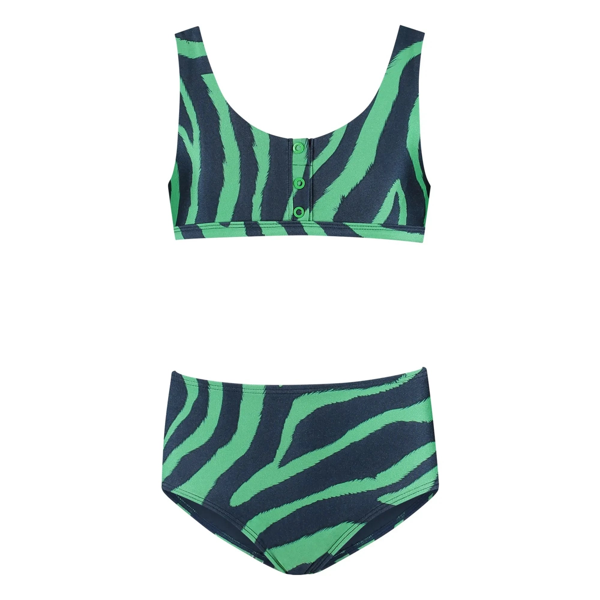 Beachlife - Bañador Zebra Con Botones Fibras Recicladas | Verde