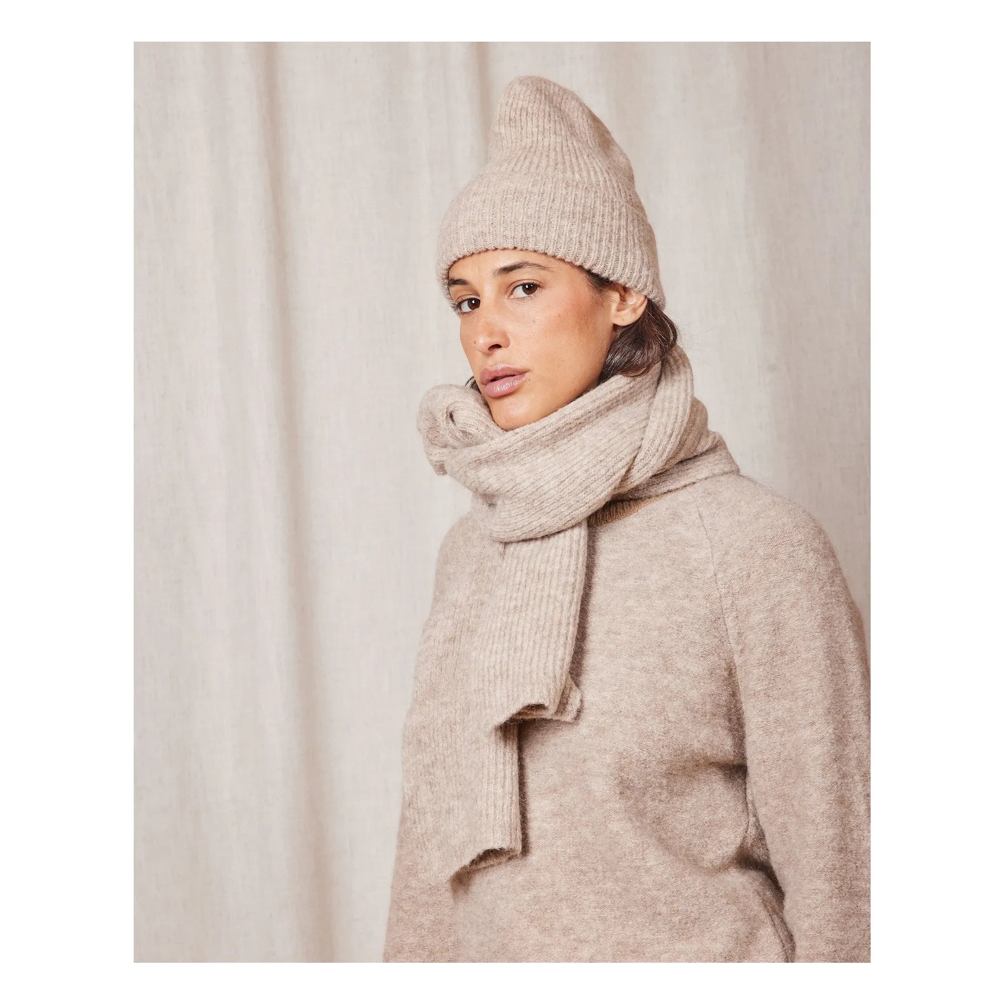 Homecore - Gorro de alpaca de lana de bebé | Marrón claro
