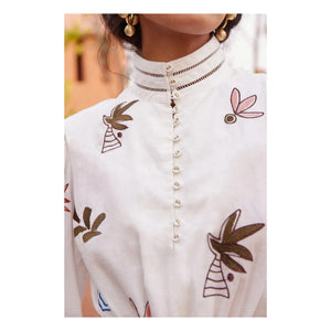 Alémais - Vestido corto bordado Mina | Blanco