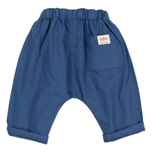 Búho - Pantalón de bebé de popelín de algodón orgánico | Azul marino