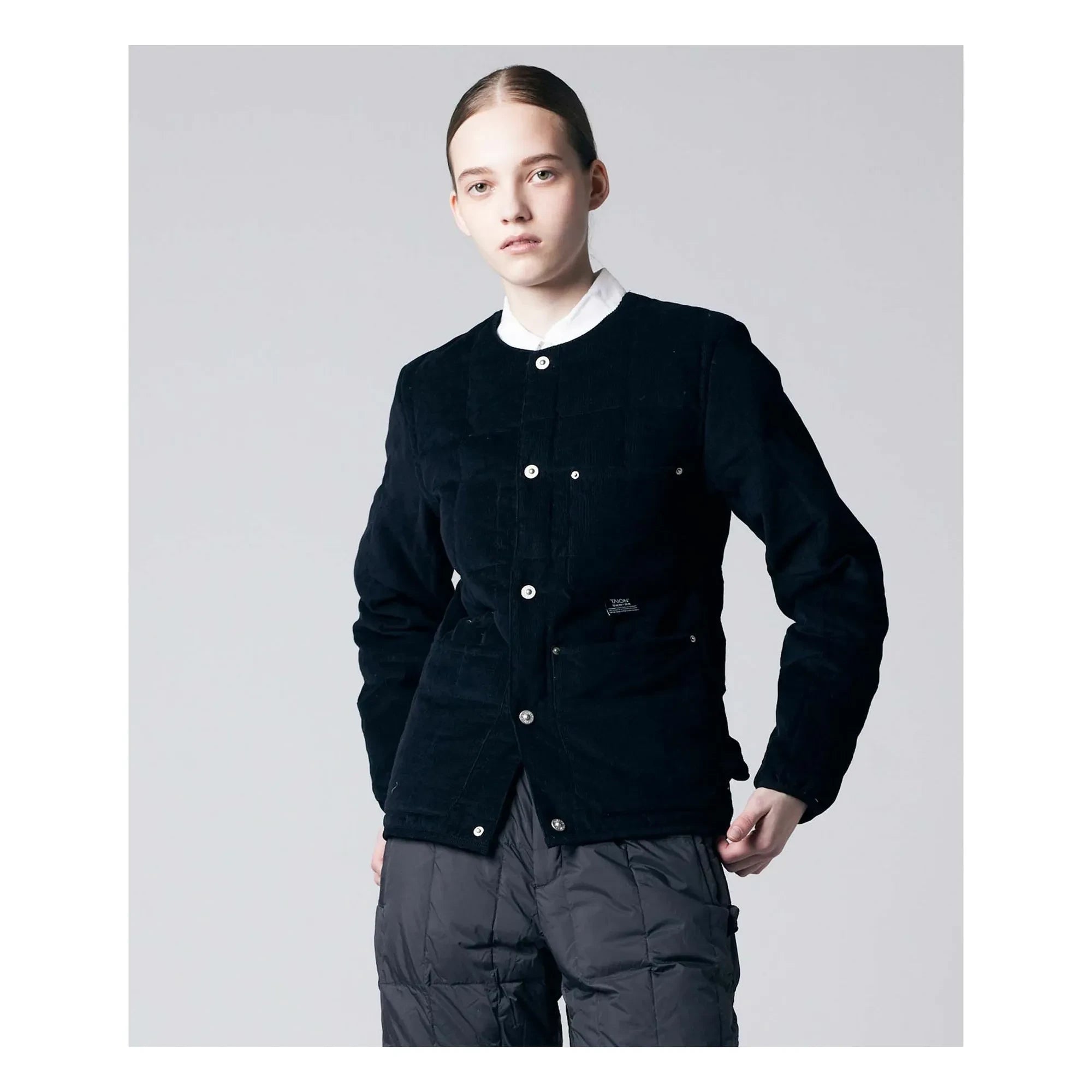 Taion - Chaqueta de cuello redondo de terciopelo | Negro