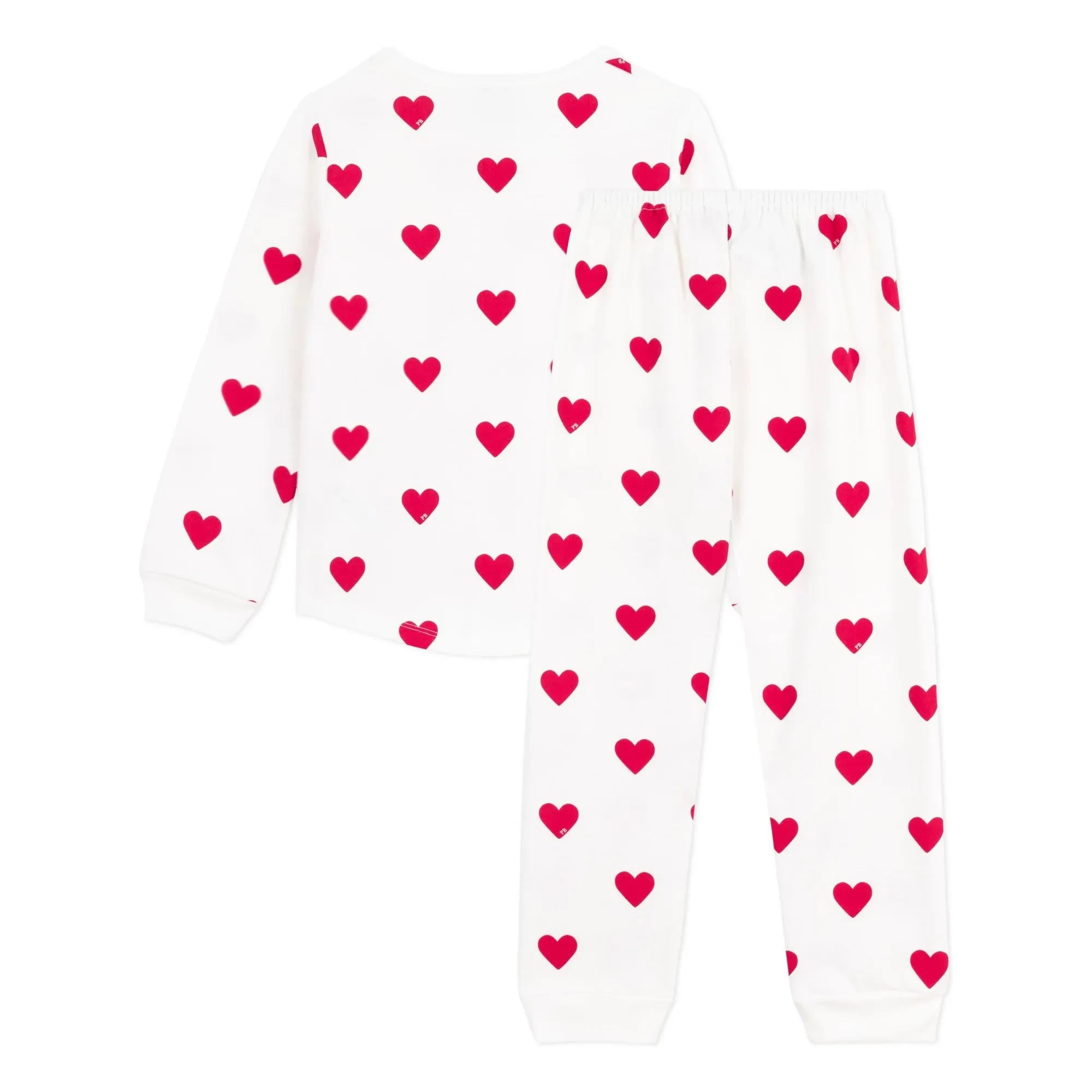 Petit Bateau - Pijama polar con corazones | Crudo