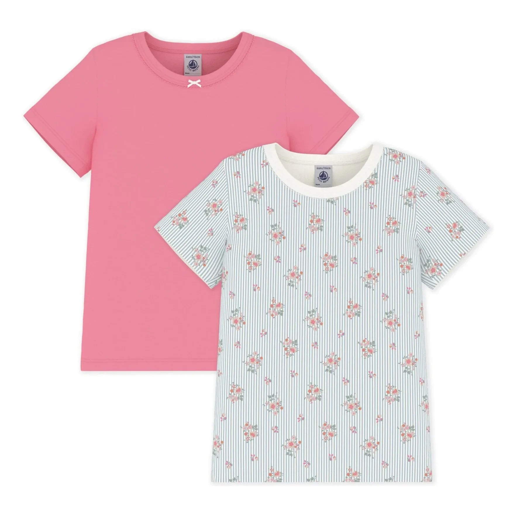 Petit Bateau - Camisetas estampadas de flores Lote 2 | Rosa