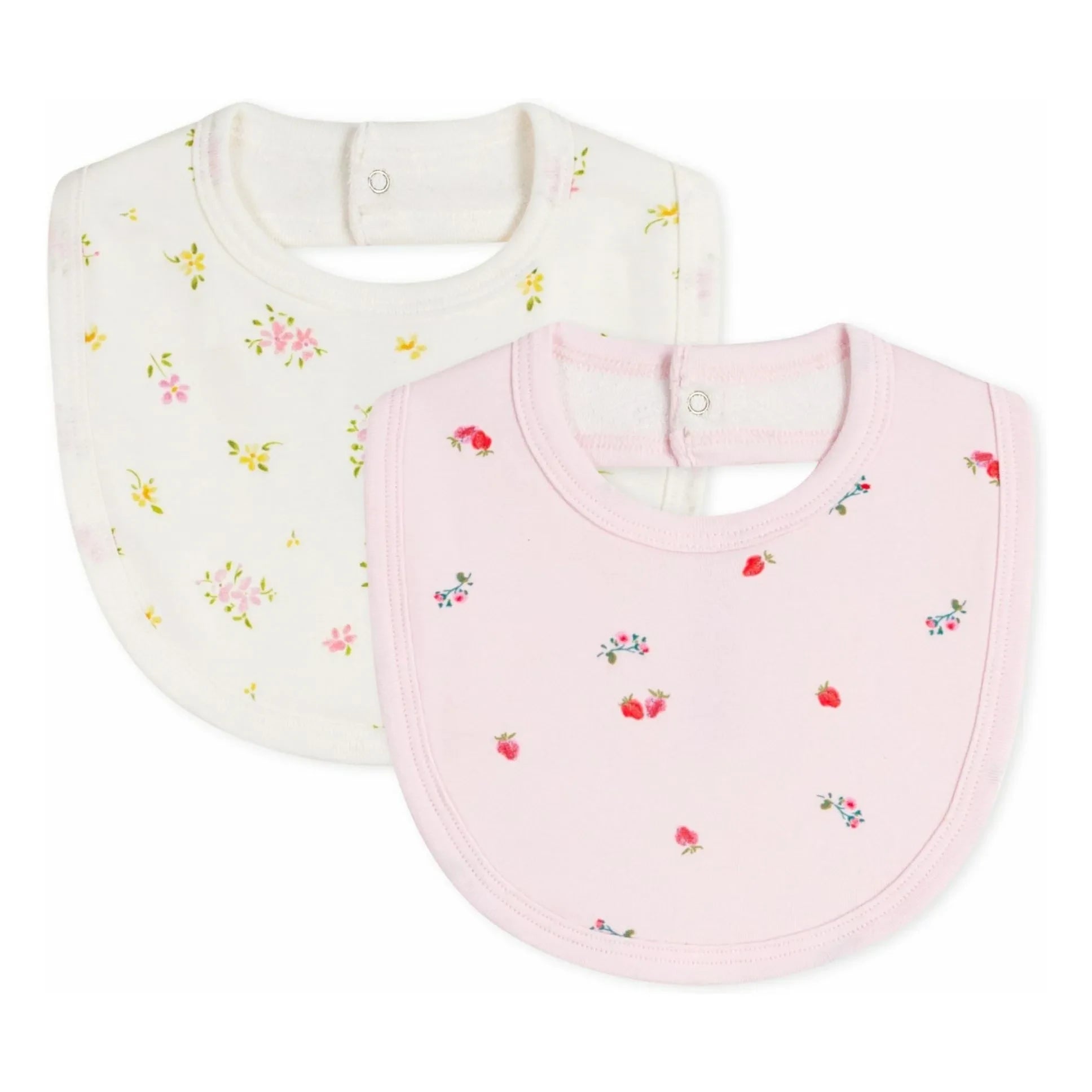 Petit Bateau - Baberos con estampado floral rosa
