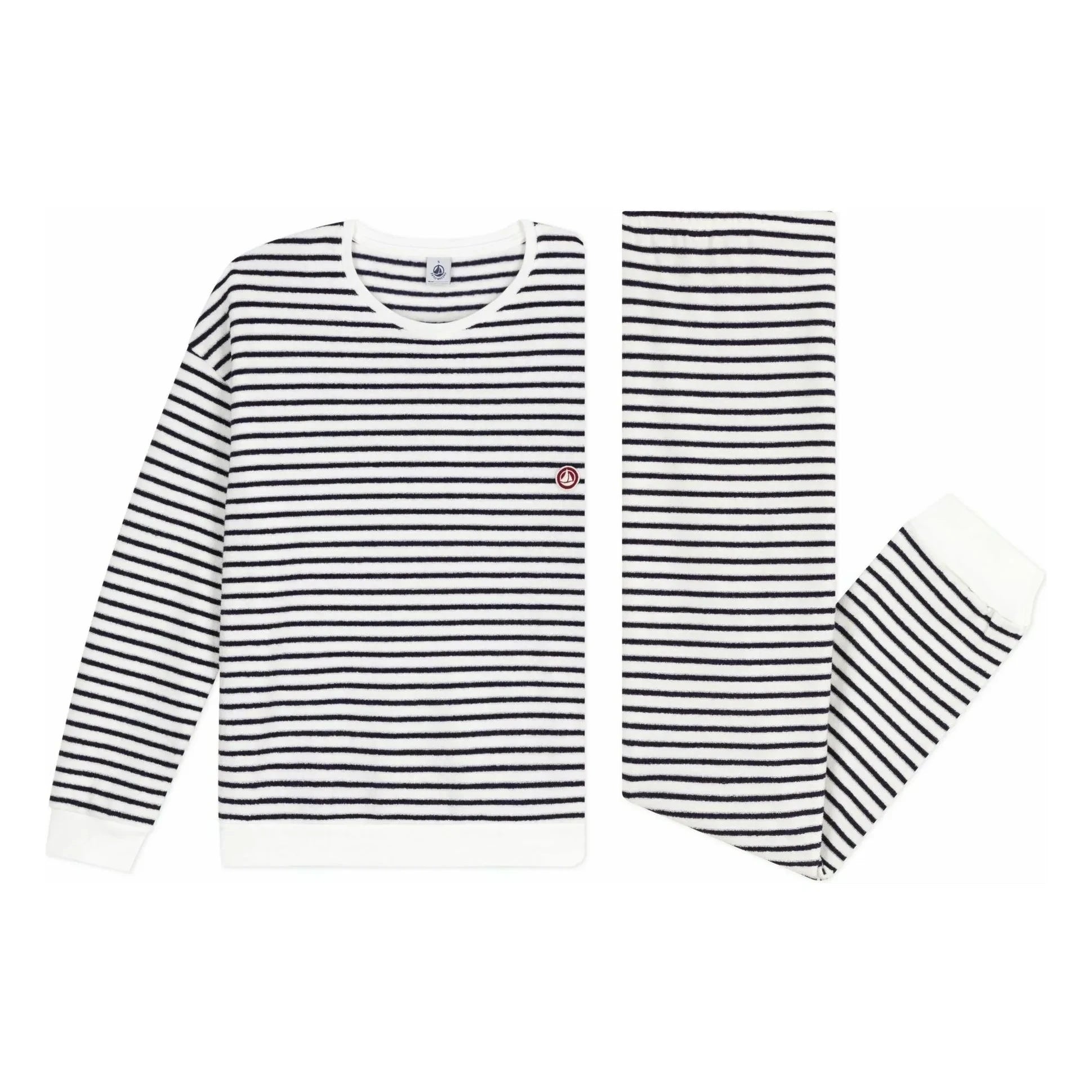 Petit Bateau - Pijama de toalla de rayas | Crudo
