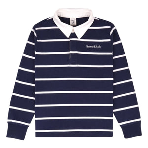 Sporty & Rich - Rugby Polo Serif Logo Çizgili | Lacivert