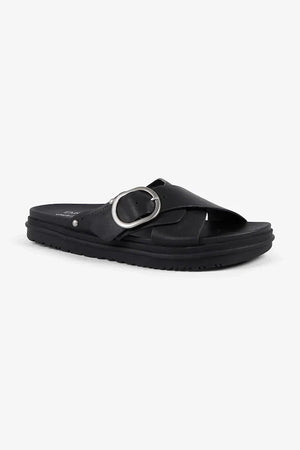 Emu Australia sandalias planas de piel para mujer Ebony