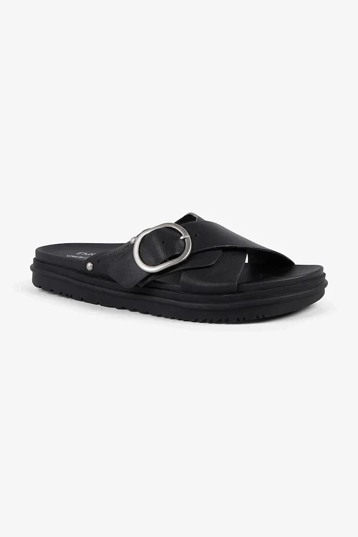 Emu Australia sandalias planas de piel para mujer Ebony