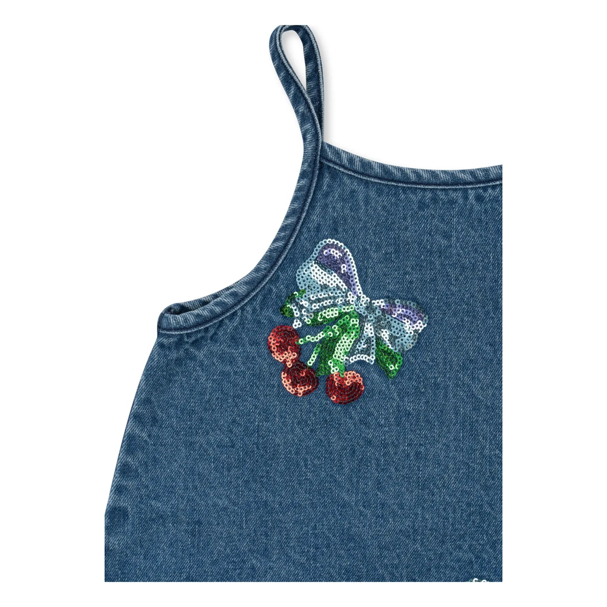 Konges Sløjd - Vestido vaquero con cuello de lentejuelas de algodón orgánico Magot | Azul