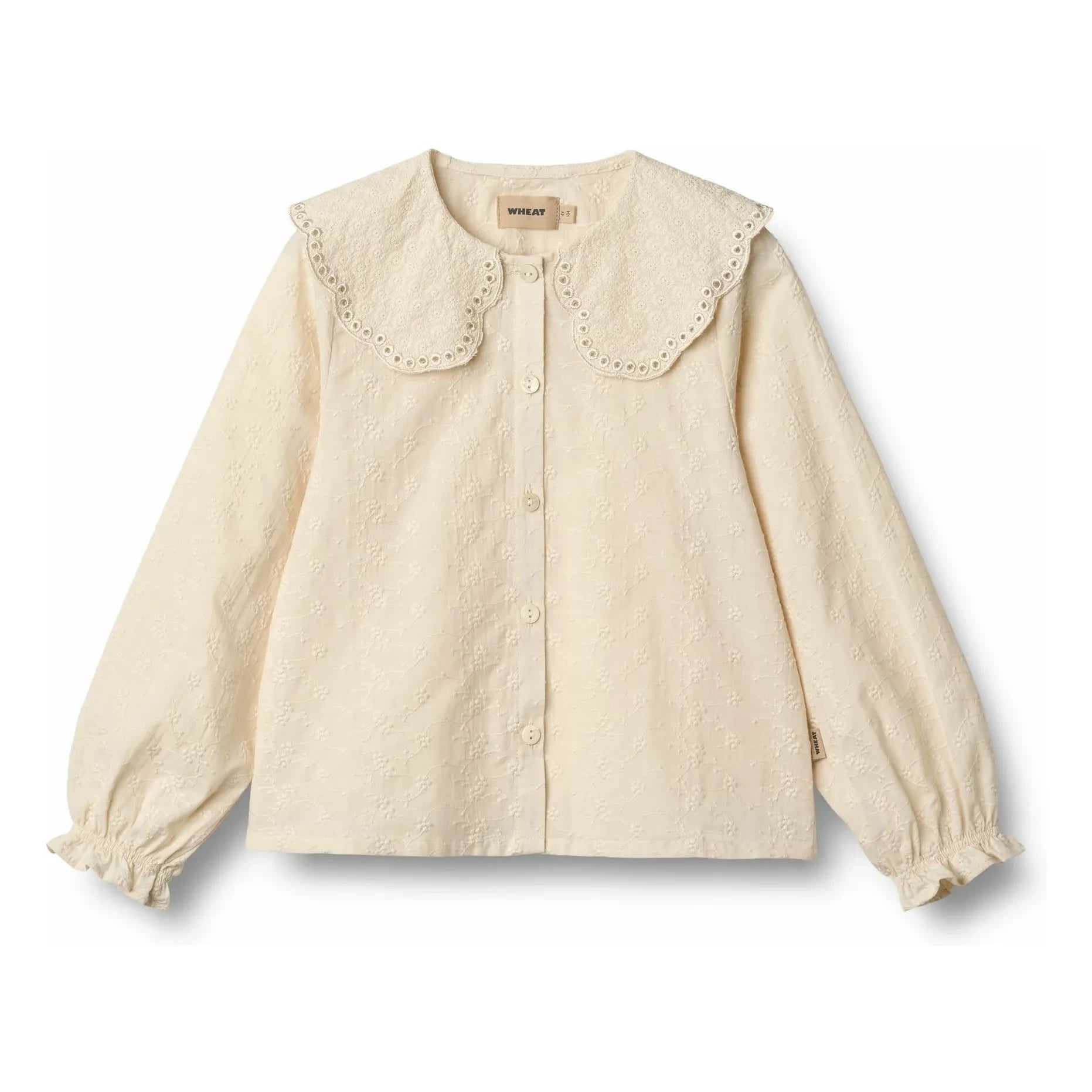 Trigo - Blusa Flora con cuello Claudine Algodón orgánico | Beige