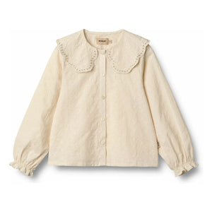 Trigo - Blusa Flora con cuello Claudine Algodón orgánico | Beige