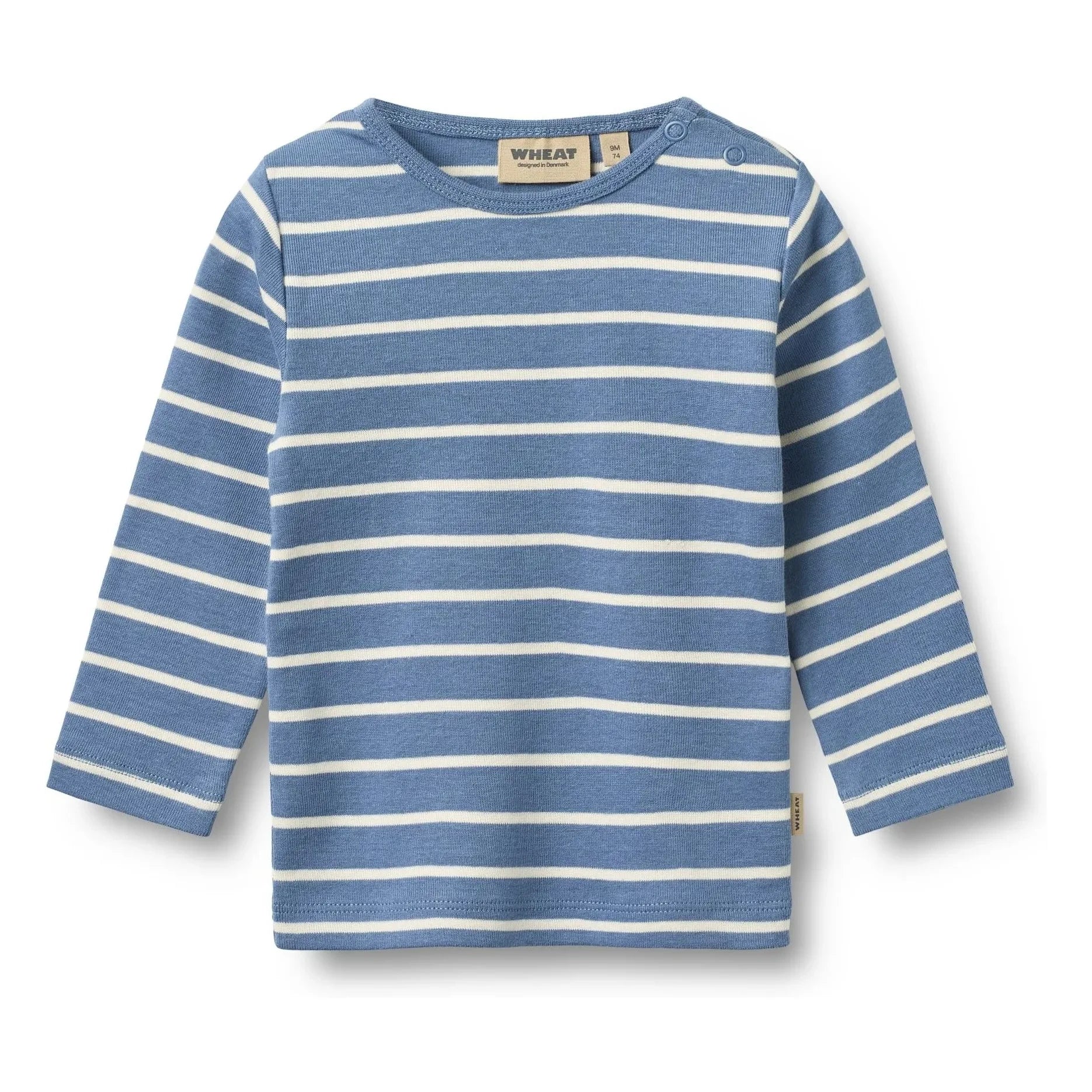 Trigo - Camiseta de algodón orgánico a rayas Stig para bebé | Azul