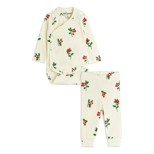 Mini Rodini - Set de body y leggings de algodón orgánico con estampado floral | Crudo