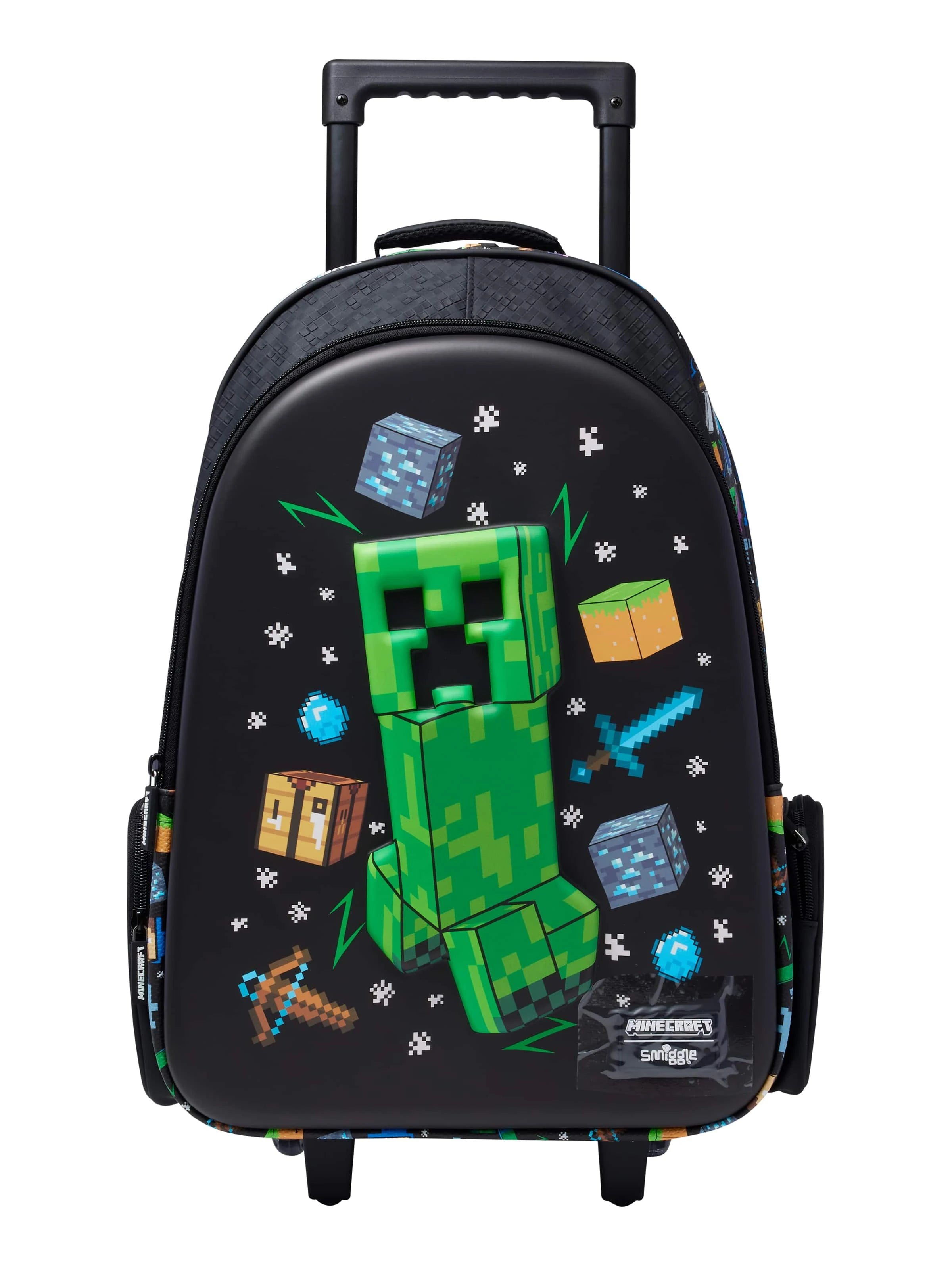 Smiggle - Minecraft Işıklı Tekerlekli Sırt ve Çekçekli Çanta