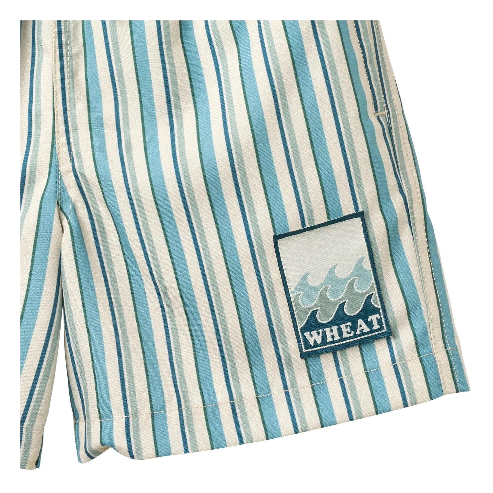 Trigo - Bañador de punto con raya en fibra reciclada con insignia Hansi | Azul