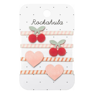 Rockahula Kids - Set de 4 coleteros a rayas | Rosa empolvado