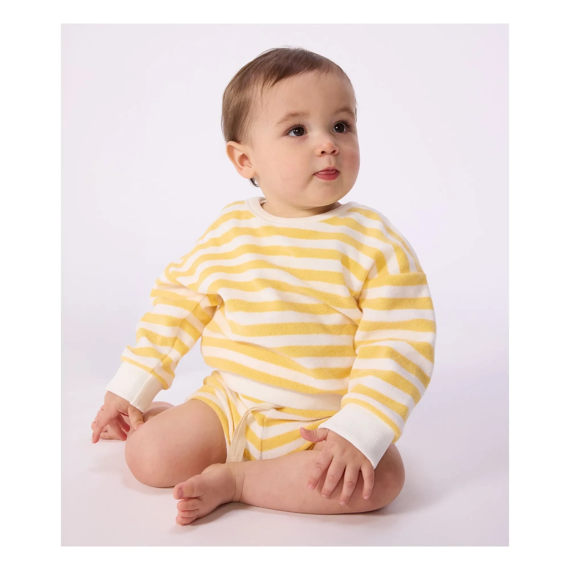 Petit Bateau - Sudadera de felpa a rayas | Amarillo