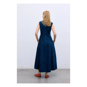the new society - Vestido de algodón Kot | Azul Vaquero