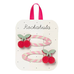 Rockahula Kids - Set de 2 pinzas de pelo a rayas con cerezas | Rosa