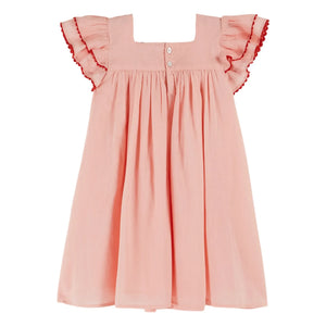 Emile et Ida - Vestido con volantes de batista rosa empolvado