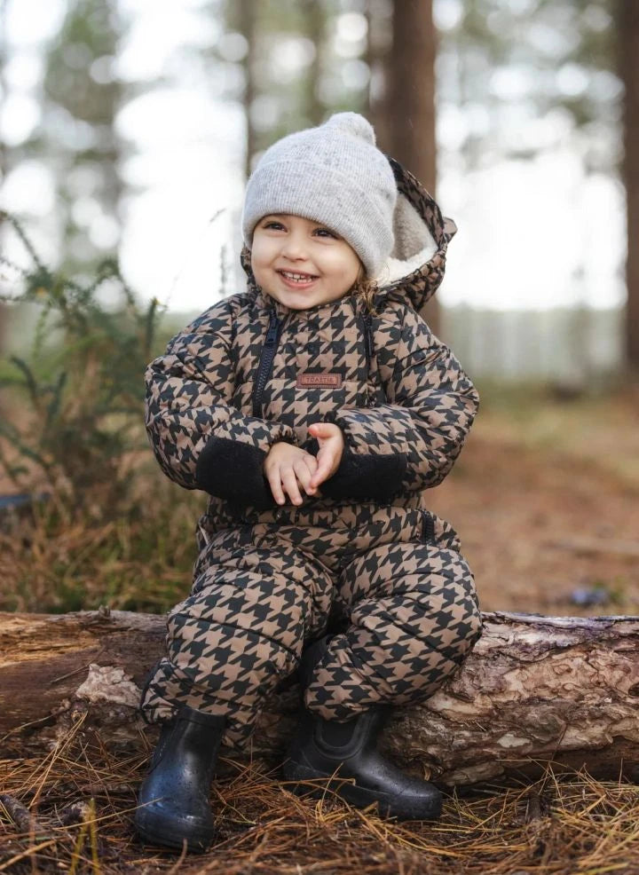 Töastie - Chaqueta Cloud Houndstooth Impermeable Hecha de Materiales Reciclados | Marrón