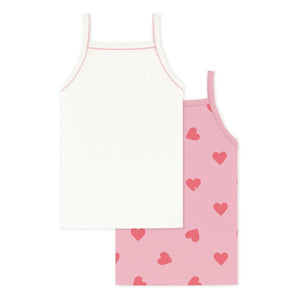 Petit Bateau - Camiseta sin mangas Corazón, pack de 2 | Rosa