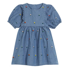 Stella McCartney Kids - Çiçek Desenli Chambray Elbise | Mavi