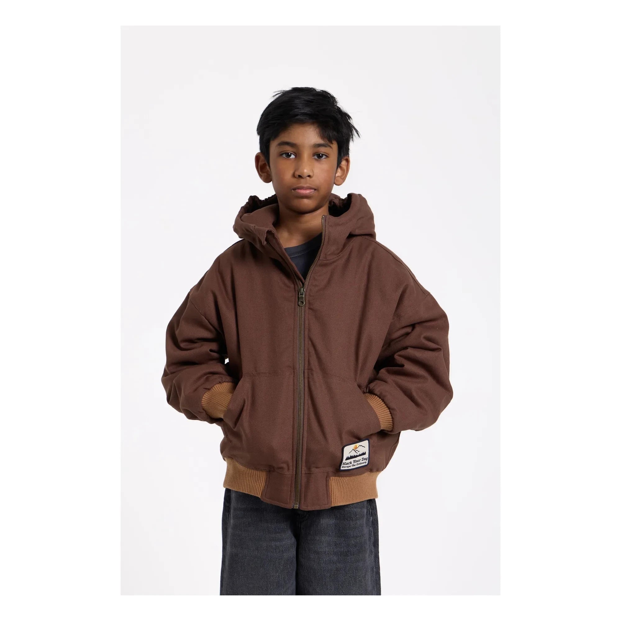 Hundred Pieces - Chaqueta con capucha mate | Marrón