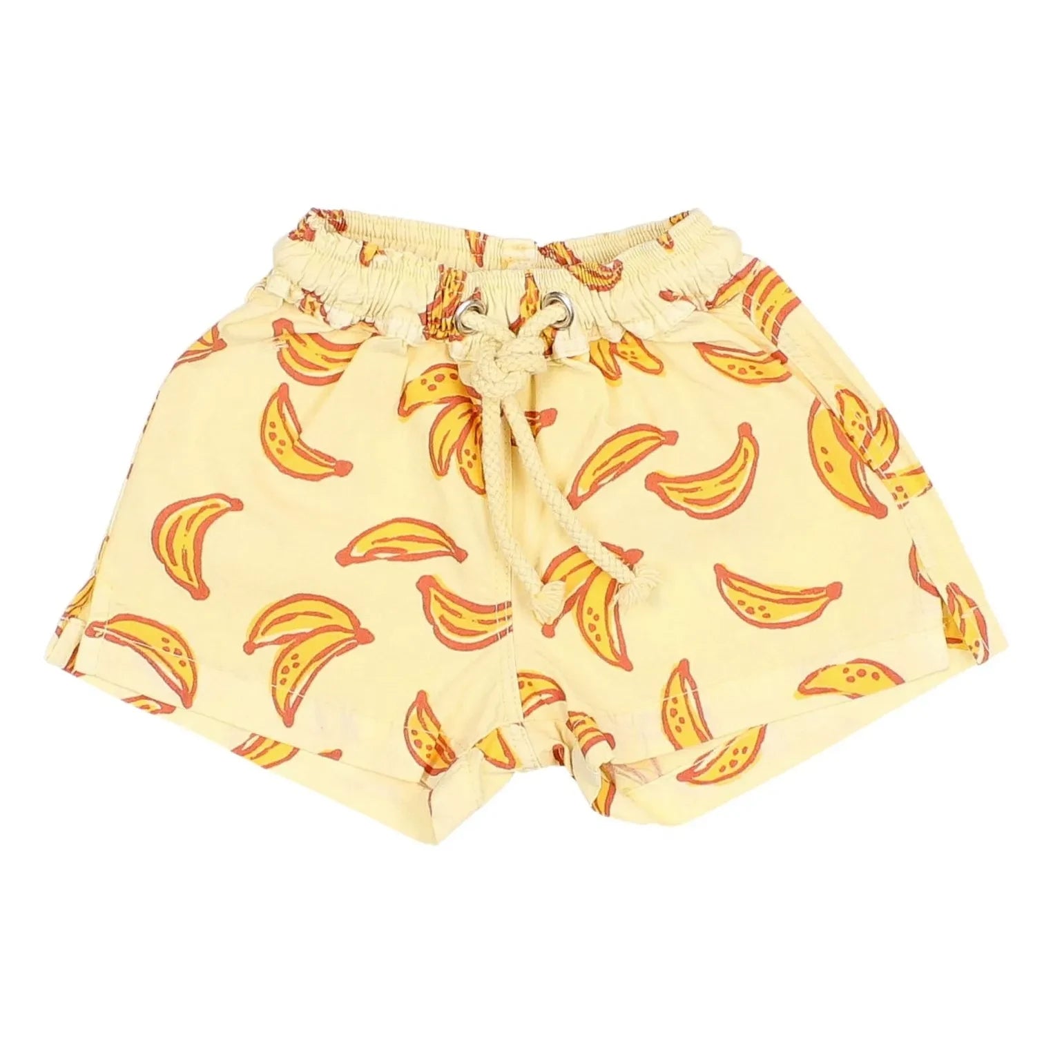 Búho - Bañador corto de algodón orgánico con estampado de plátanos | Amarillo