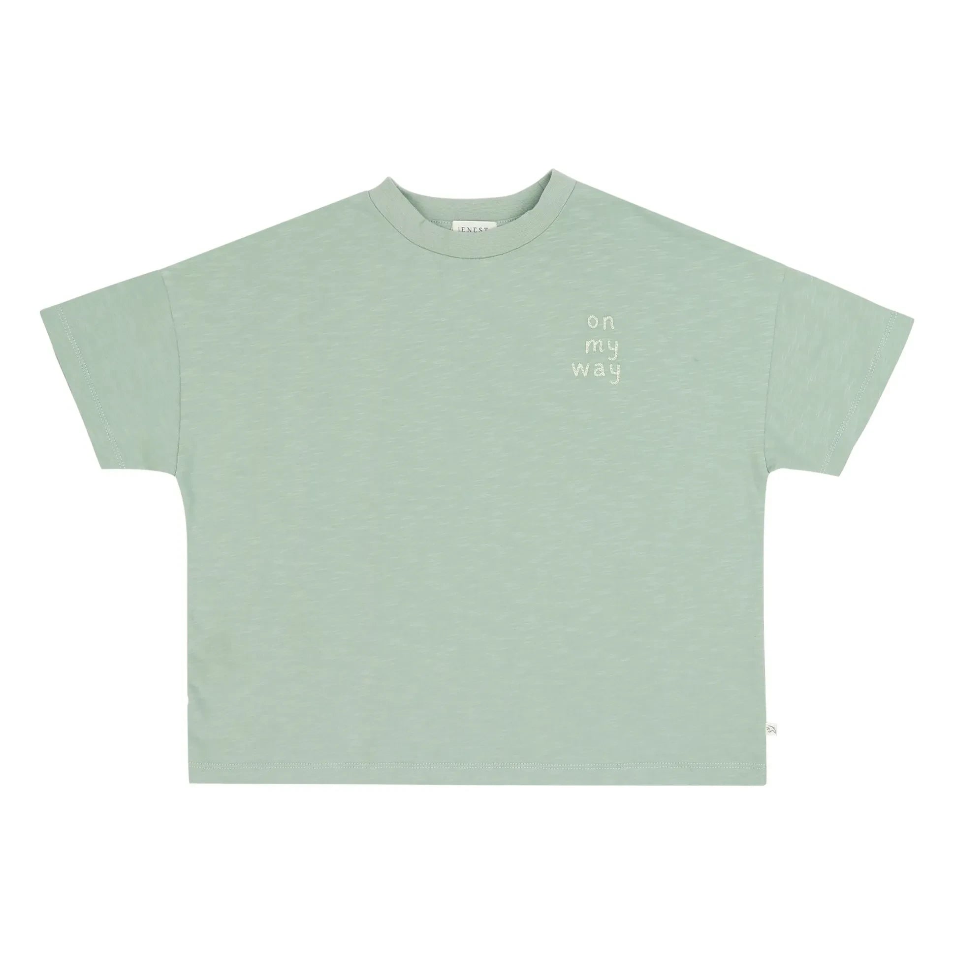 Jenest - Camiseta de gran tamaño Ben On my Way de algodón orgánico | Verde almendra