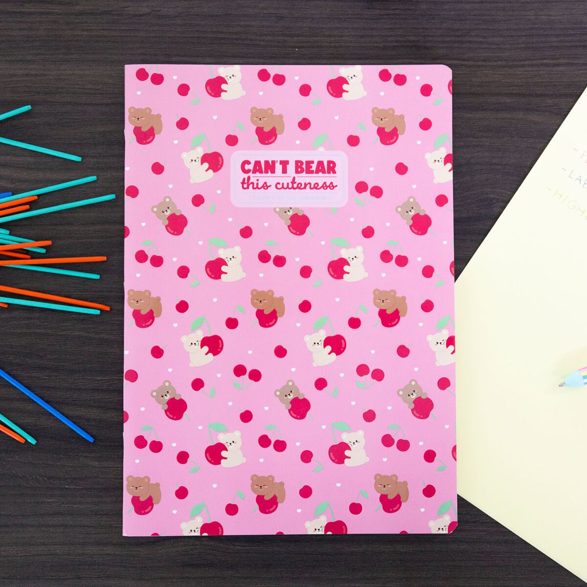 Legami - Cuaderno de ejercicios - Cuaderno A4 - Rayas de 8 mm - Osito Cherry