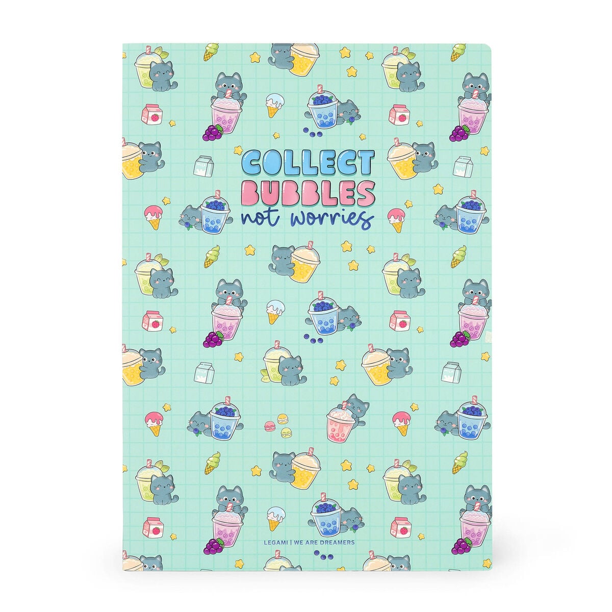 Legami - Cuaderno de ejercicios - Cuaderno A4 - Cuadriculado 5 mm - Kittty Bubble Tea