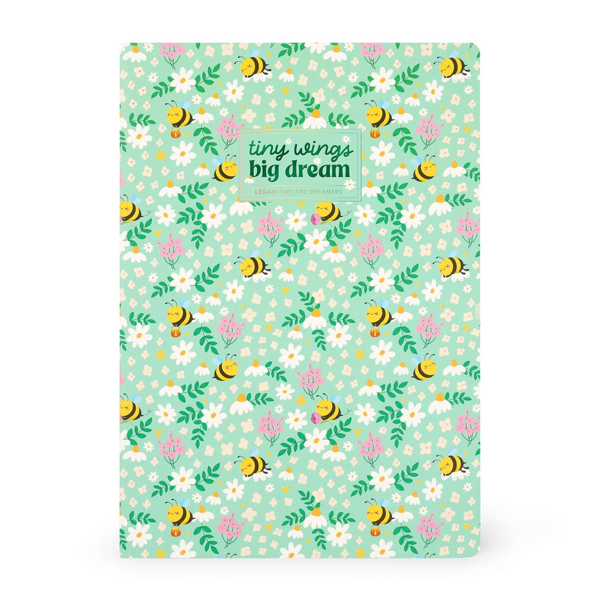 Legami - Cuaderno de ejercicios - Cuaderno A4 - Cuadriculado de 5 mm - Abejas y flores