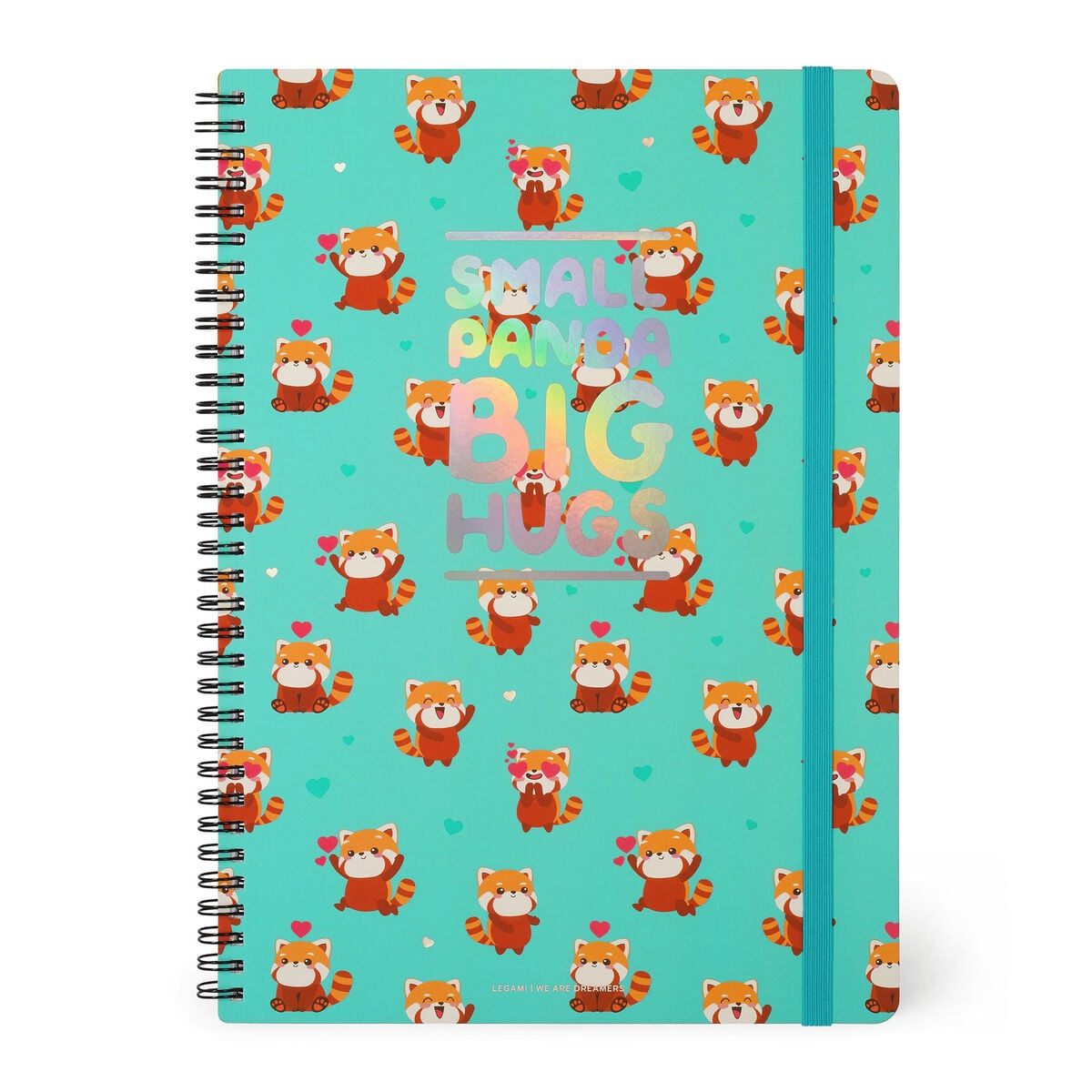 Legami - Cuaderno A4 rayado con tapa dura ilustrada - Panda Rojo - Espiral