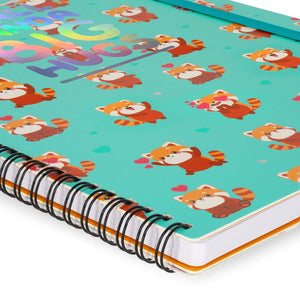 Legami - Cuaderno A4 rayado con tapa dura ilustrada - Panda Rojo - Espiral