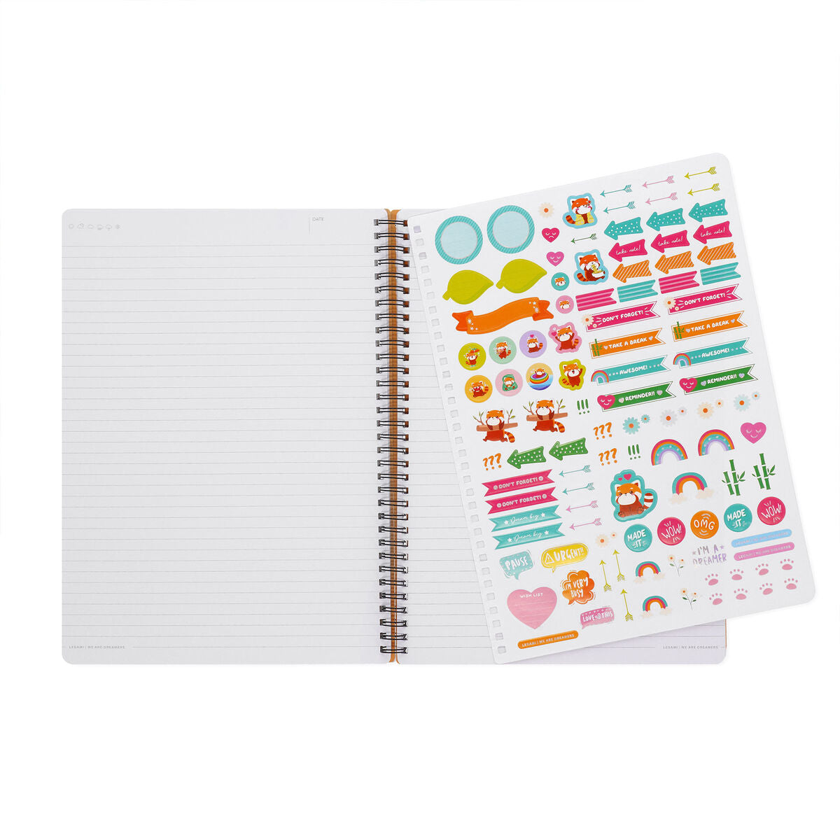Legami - Cuaderno A4 rayado con tapa dura ilustrada - Panda Rojo - Espiral