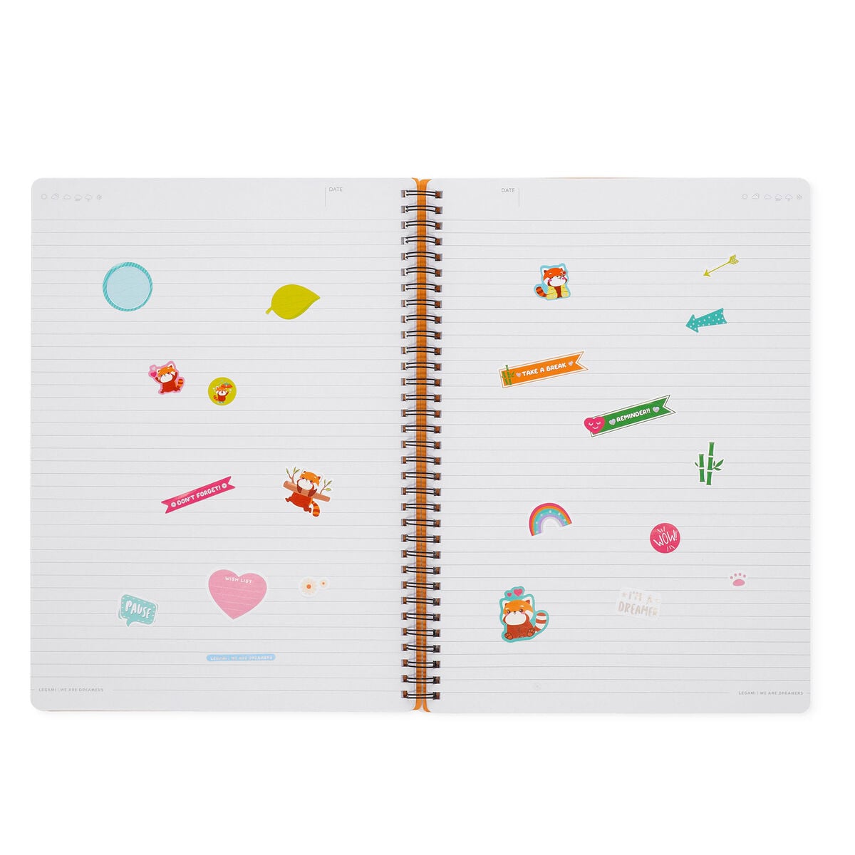 Legami - Cuaderno A4 rayado con tapa dura ilustrada - Panda Rojo - Espiral