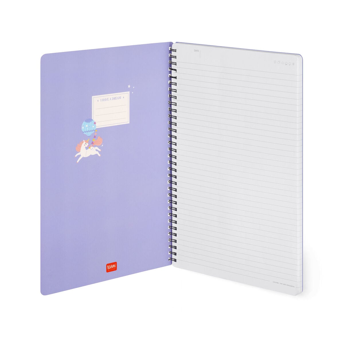 Legami - Cuaderno A4 de Rayas con Tapa Dura Ilustrada - Unicornio - Encuadernación en Espiral